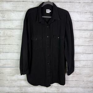 Princess Polly Button Down Shirt Jacket Black Size 10